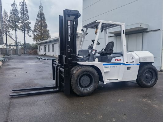Consommation 10 tonnes TCM FD100Z 2 étape 4 mètres chariot élévateur à fourche utilisé pour ateliers de réparation de machines