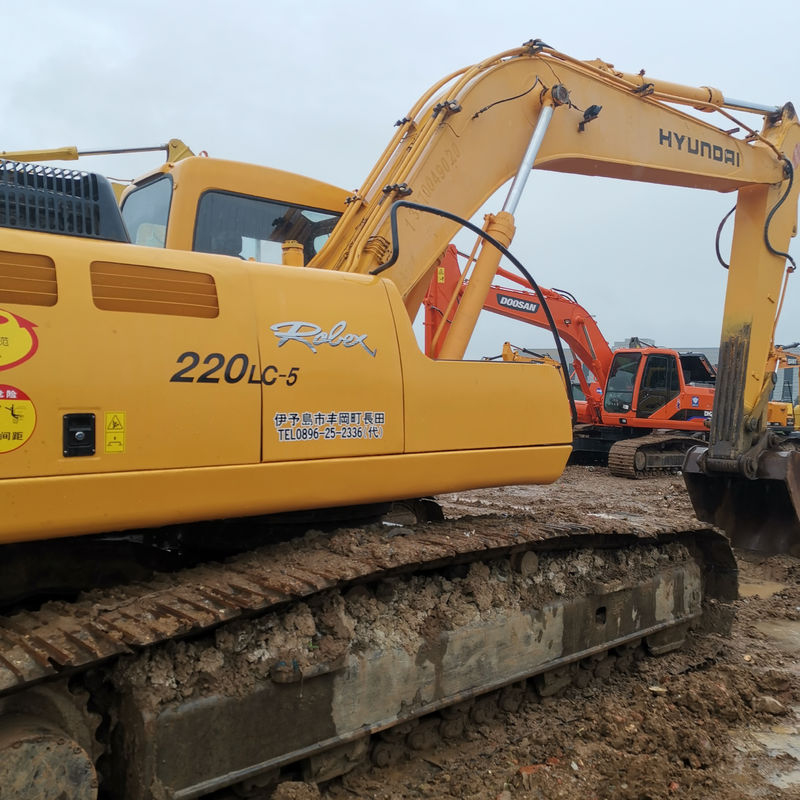 22000 KG Hyundai 220 220-5 d'occasion Excavatrice hydraulique 22 tonnes Poids de fonctionnement